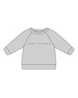 The Kids Crewneck - Heather - Pose Pilates - Center Chest - Back Neckline - Green Printed