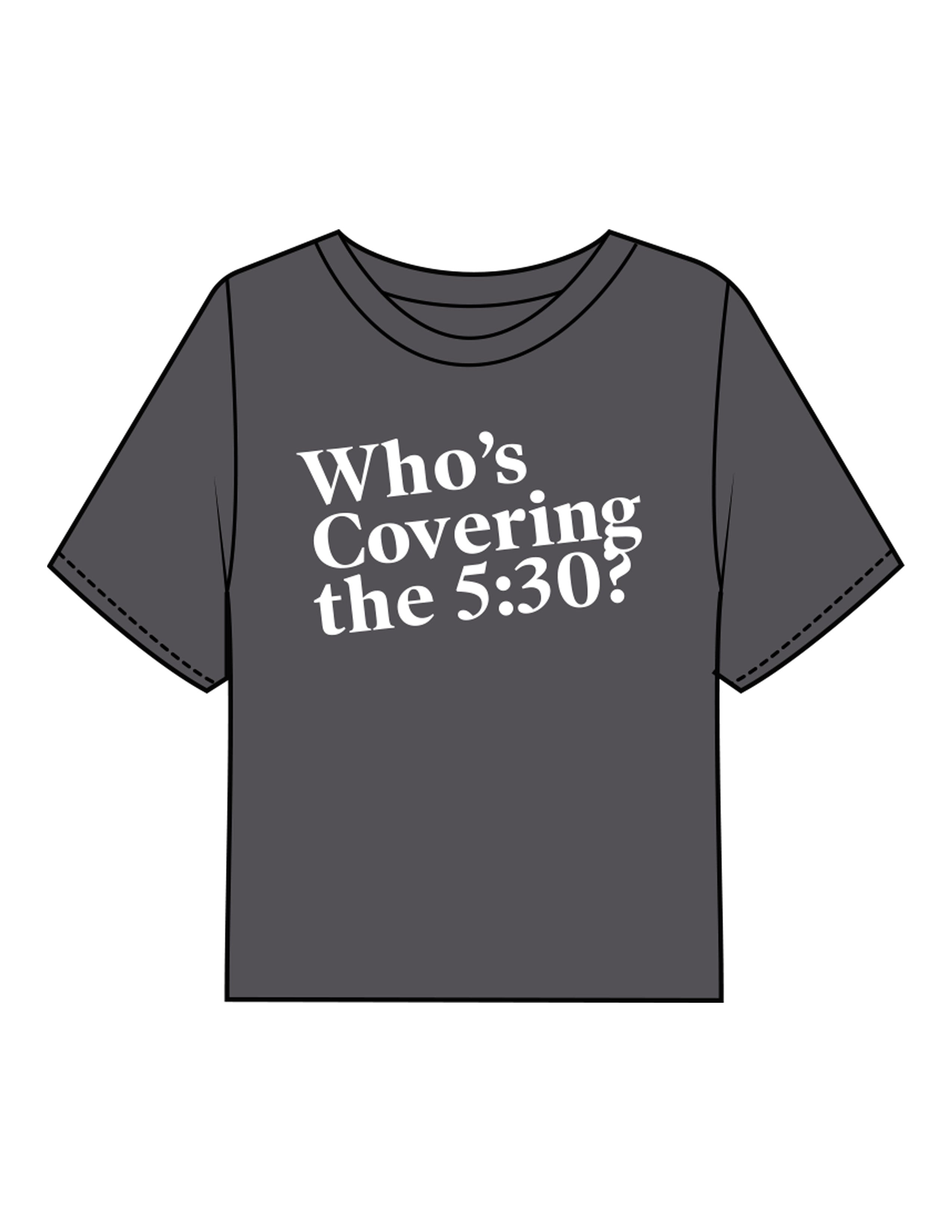 The Boxy Crop Tee - Charcoal - Fit Biz Strategies - Center Chest Stacked "5:30" - Printed - White
