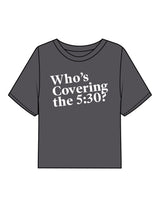 The Boxy Crop Tee - Charcoal - Fit Biz Strategies - Center Chest Stacked "5:30" - Printed - White