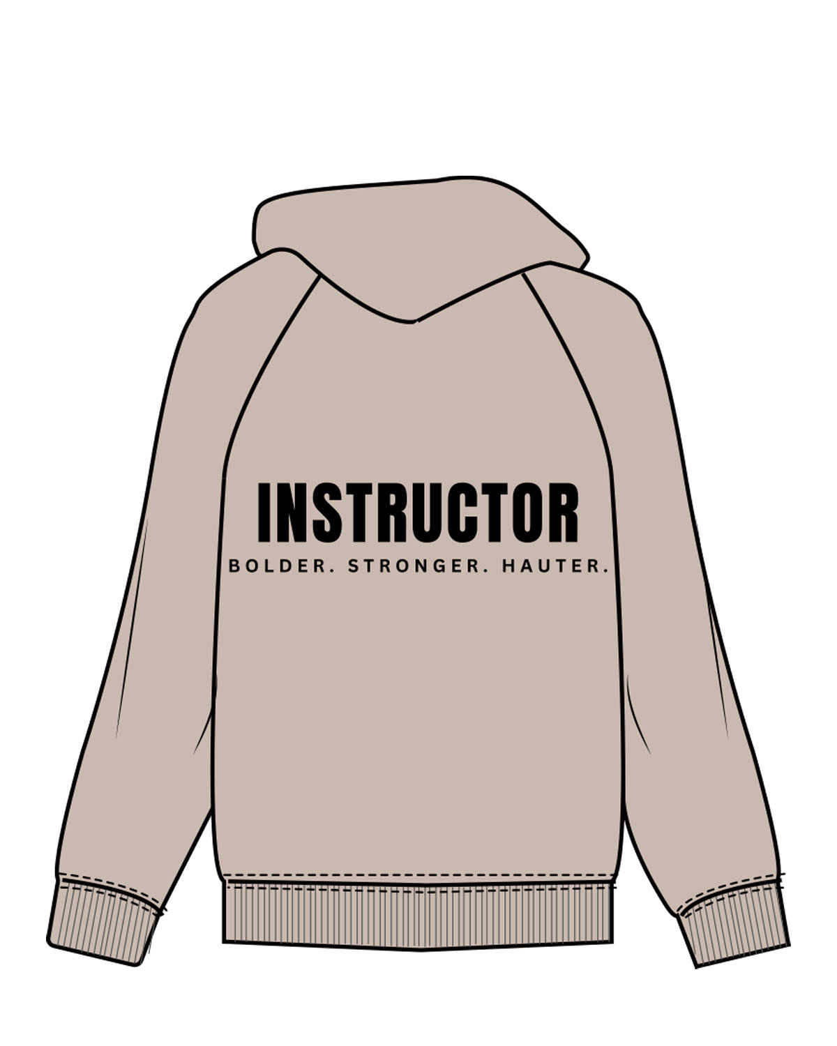 The Mens Hoodie - Bone - Haute Barre - Center Chest & Back Stacked - Black