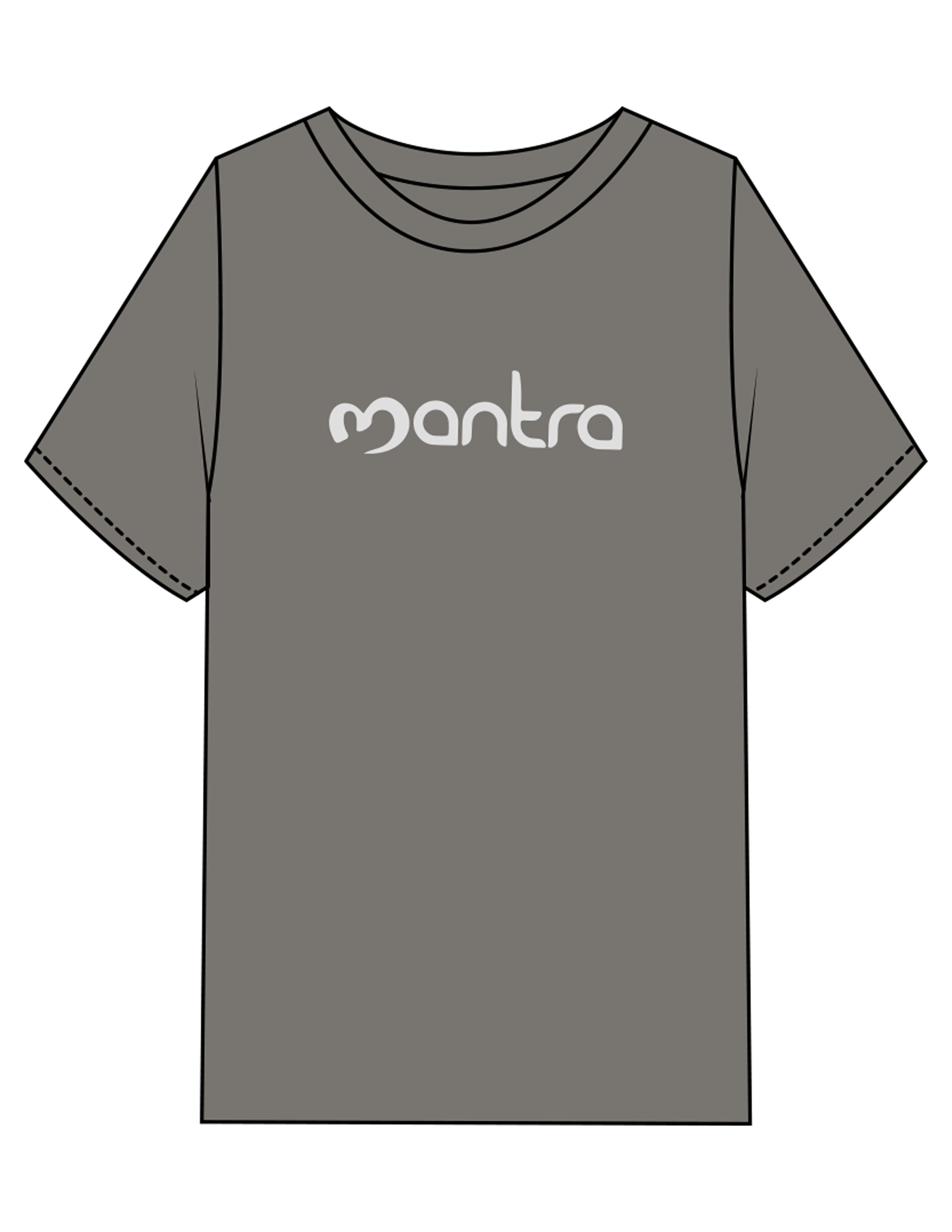 The Mens Heavyweight Tee - Washed Gray - Mantra - Center Chest & Back Neckline - Printed - Off White