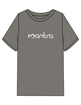 The Mens Heavyweight Tee - Washed Gray - Mantra - Center Chest & Back Neckline - Printed - Off White