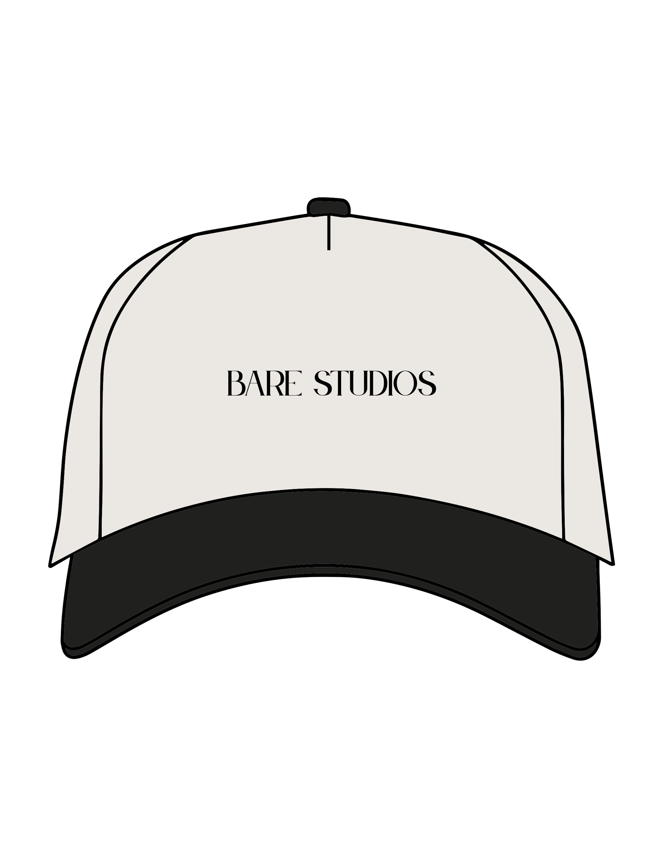 The Canvas Cap - Natural / Black - Bare Pilates - Center Crown - Printed - Black