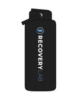 The Wide Mouth Water Bottle - Black - Recovery Lab - Center Body Vertical Text - Full Color Printed