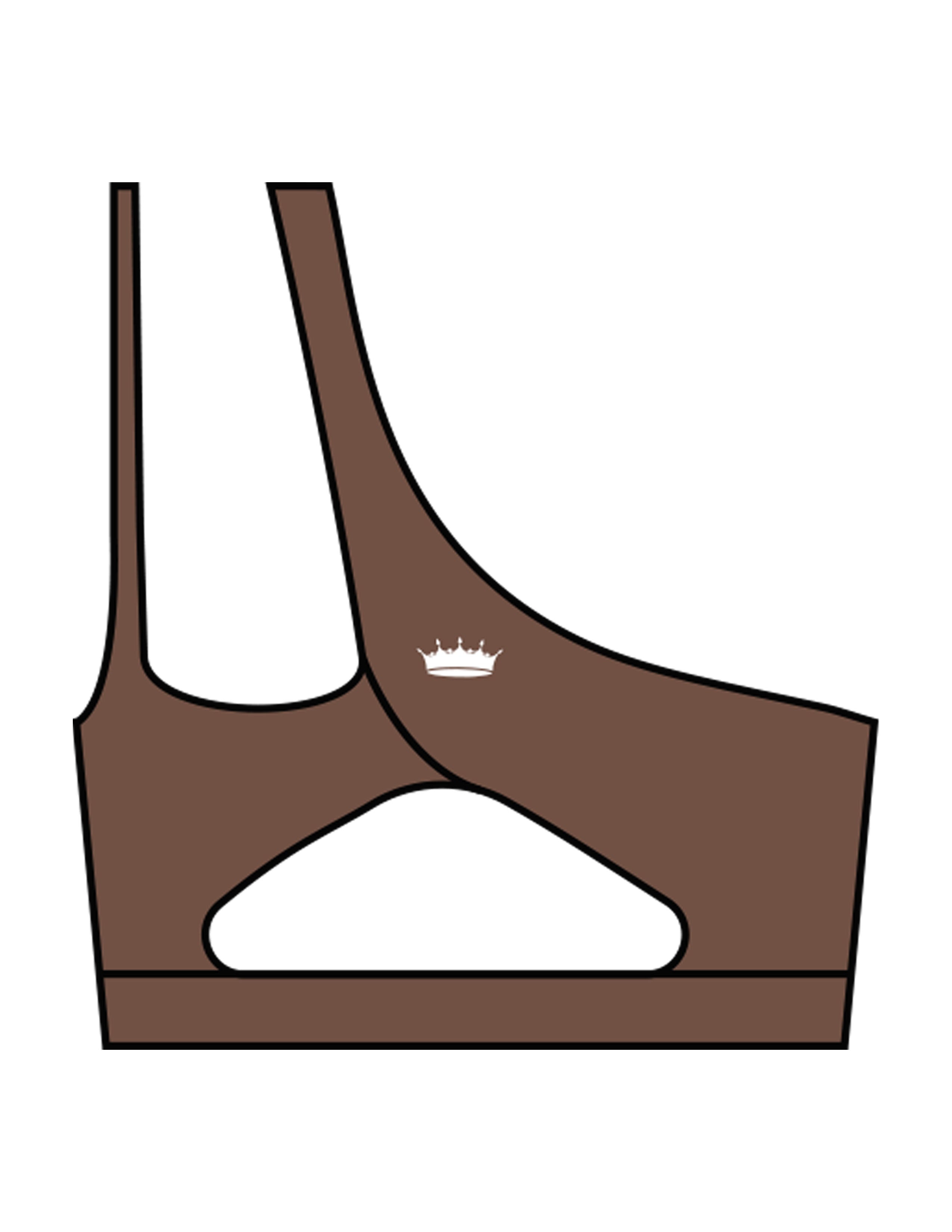 The One Shoulder Bra - Brown - Spin Queen - Center Chest & Center Back - Printed - White