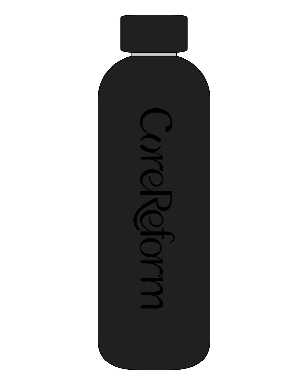 The Water Bottle - Black - CoreReform - Center Body - Glossy - Tone on Tone