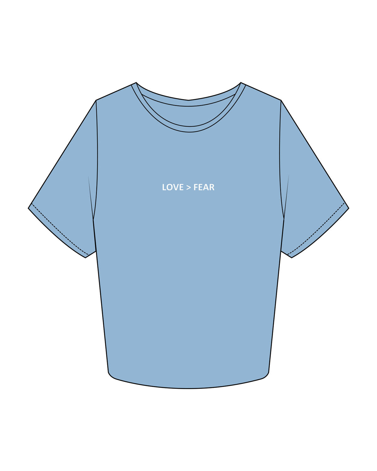 The Crop Tee - Carolina - Love > Fear - Center Chest & Back Stacked - Printed - White