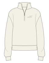 The Womens 1/4 Zip - Off White - Facial Collective - Left Chest Stacked - Printed - Gray