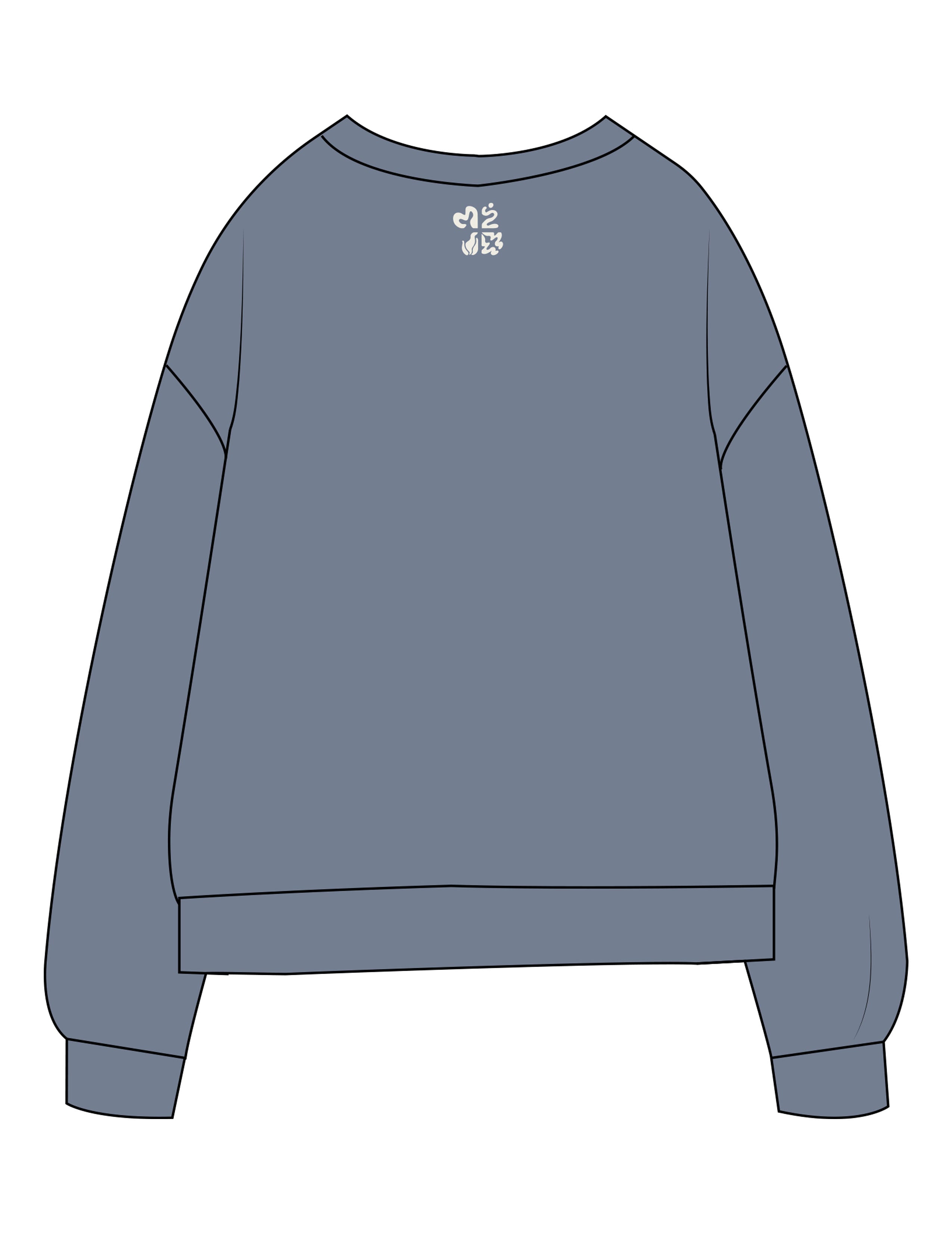 The Midweight Unisex Crewneck - Washed Slate - Plum Creek Church - Center Chest Stacked & Back Stacked - Printed - Full Color