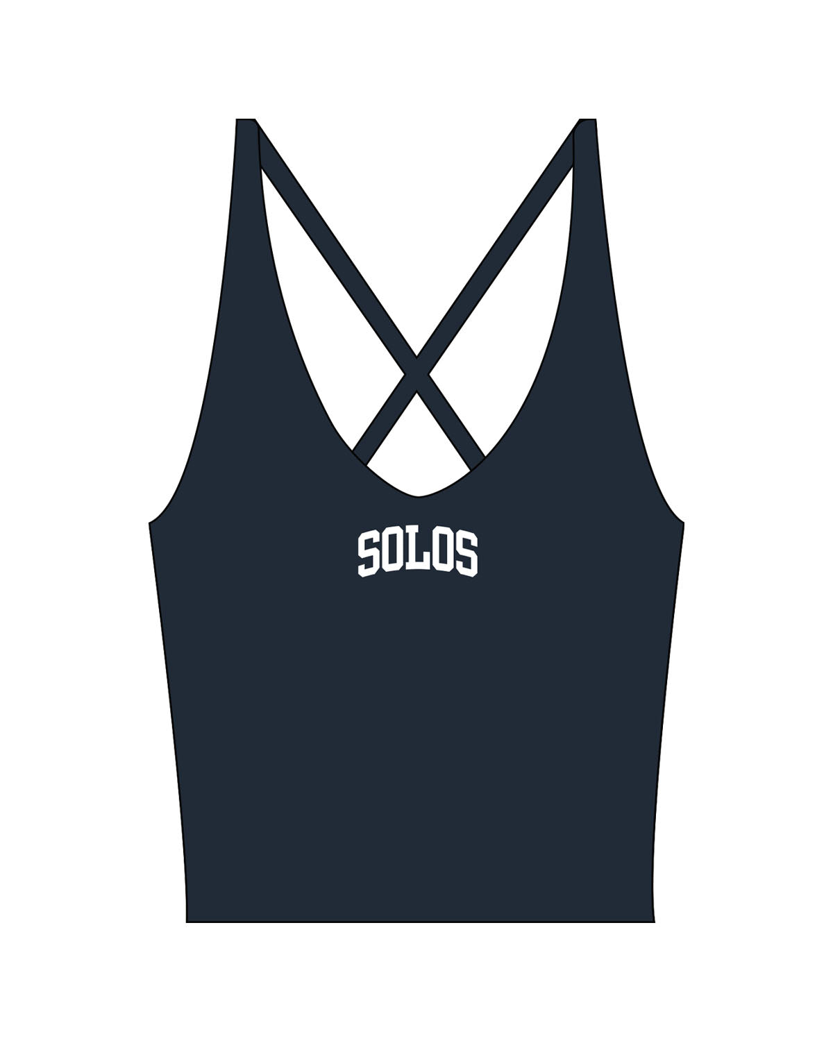 The Sporty Strappy Tank - Blue - Solos Pilates - Center Chest "SOLOS" - Printed - White