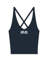 The Sporty Strappy Tank - Blue - Solos Pilates - Center Chest "SOLOS" - Printed - White