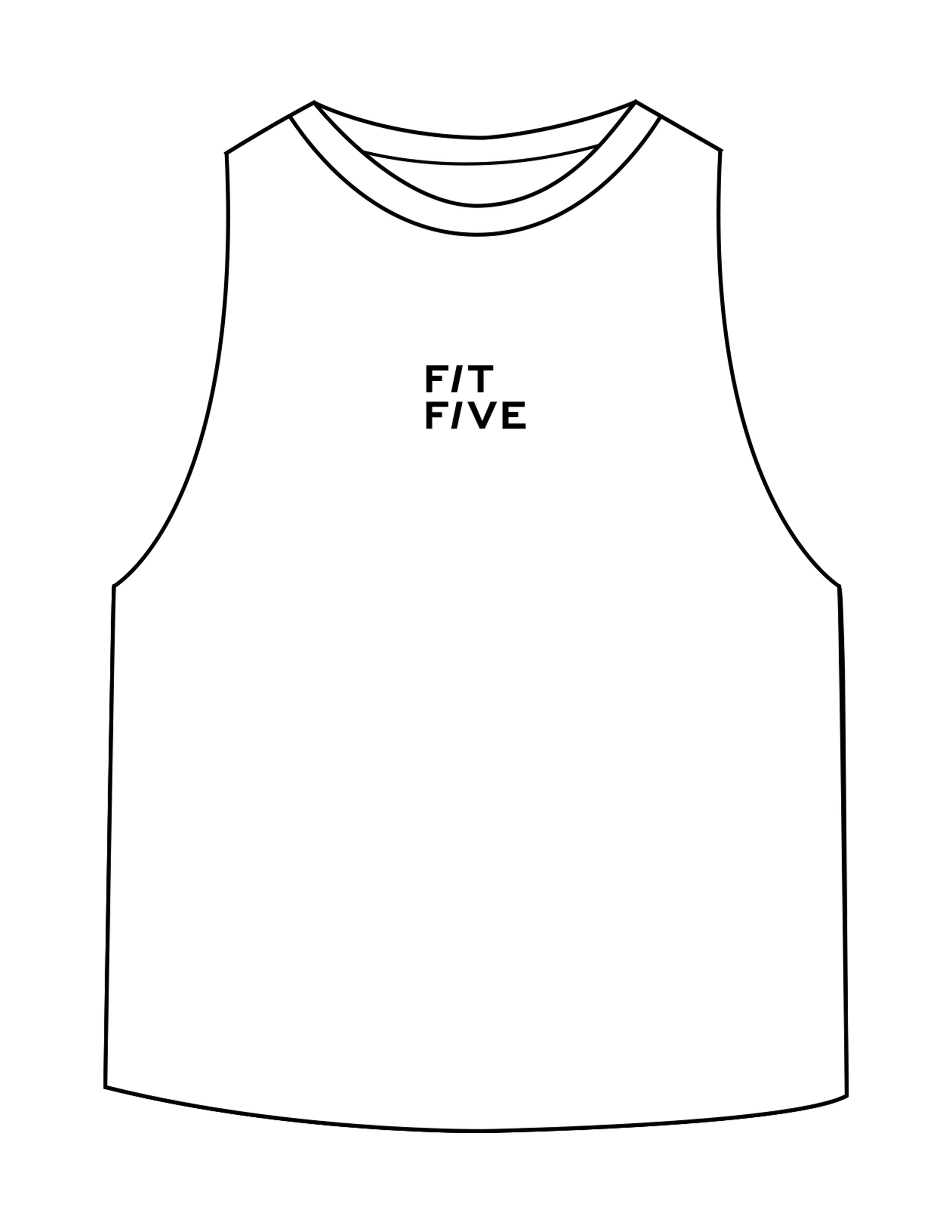 The Crop Muscle Racerback - White - Fit 5 - Center Chest Stacked & Center Back - Printed - Black