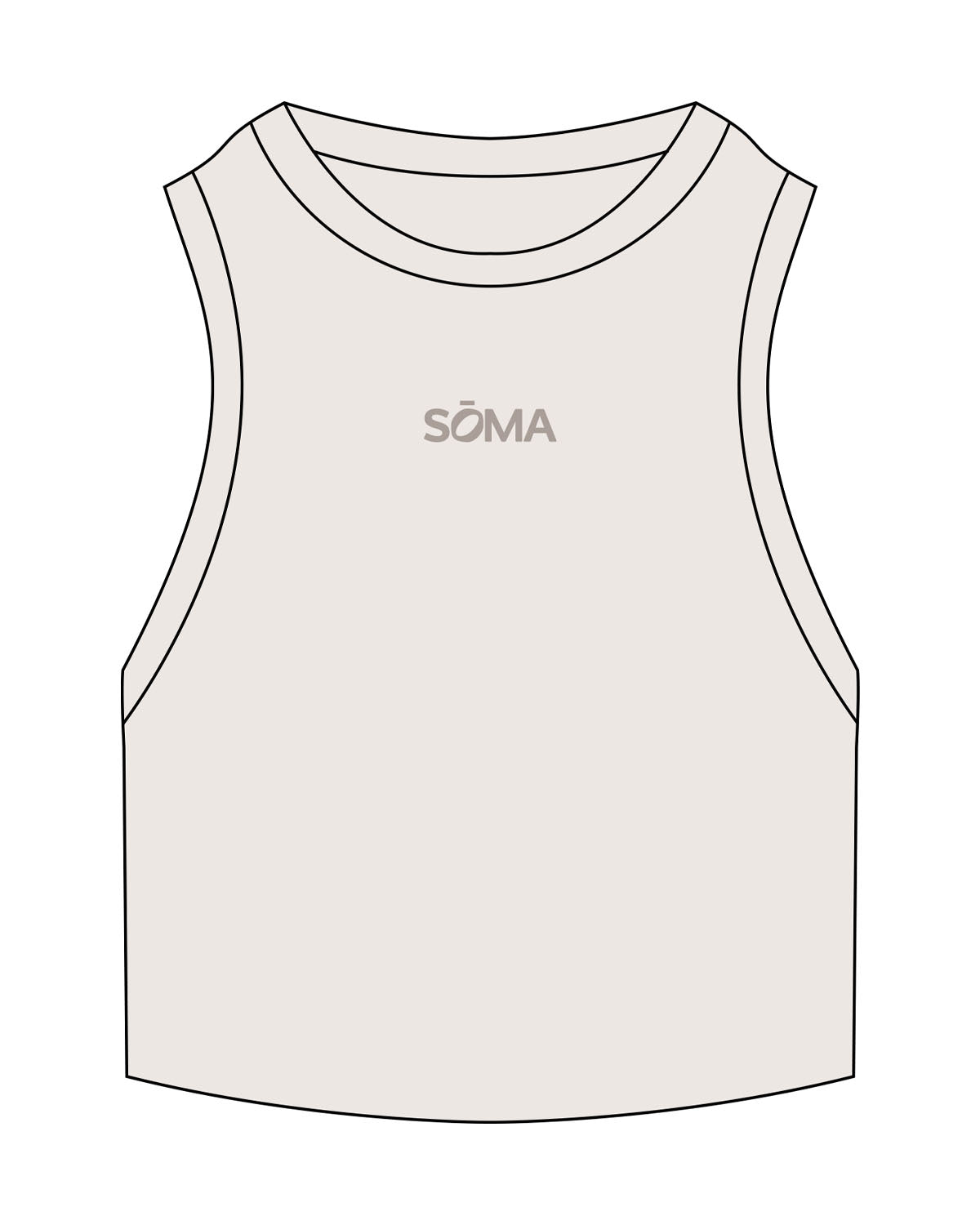 The Ribbed Crop Tank - Bone - Soma Fitness x Recovery - Center Chest - Embroidered - Tone on Tone