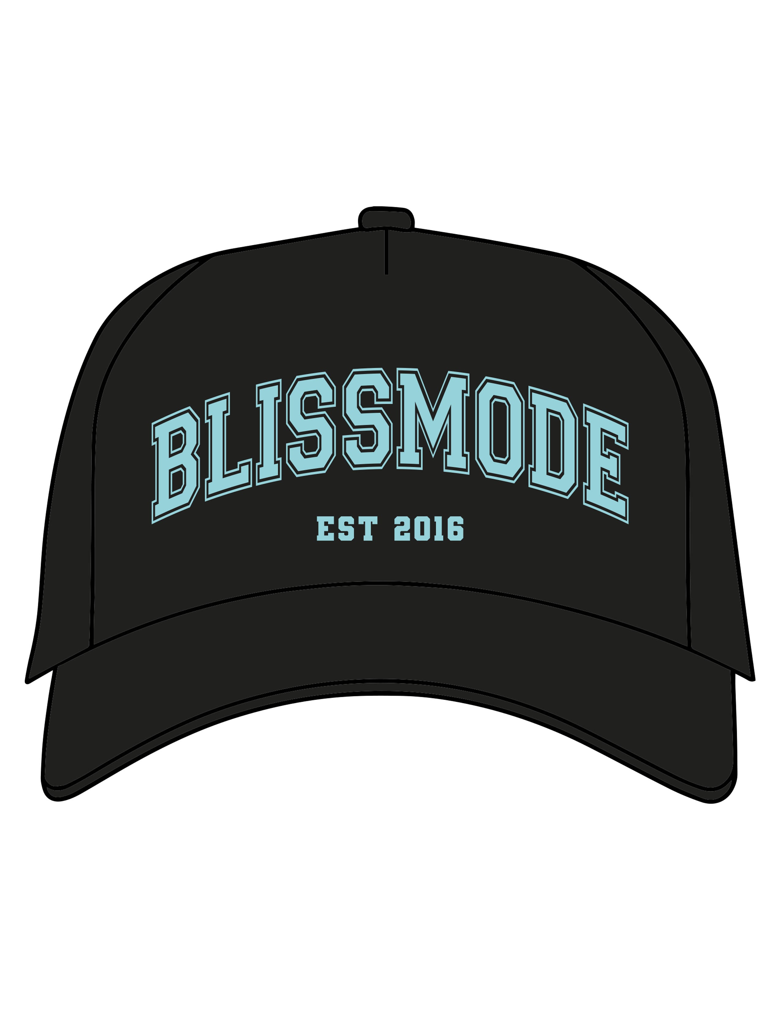 The Foam Trucker - Black - BLISSMODE FITNESS - Center Crown Stacked - Printed - Blue