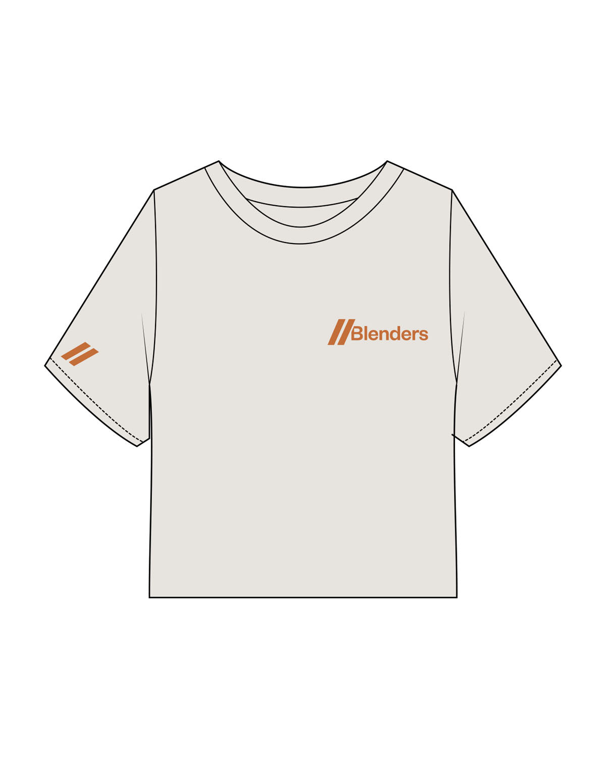 The Heavyweight Crop Tee - Washed Bone - Blenders - Left Chest & Right Sleeve - Printed - UT Orange