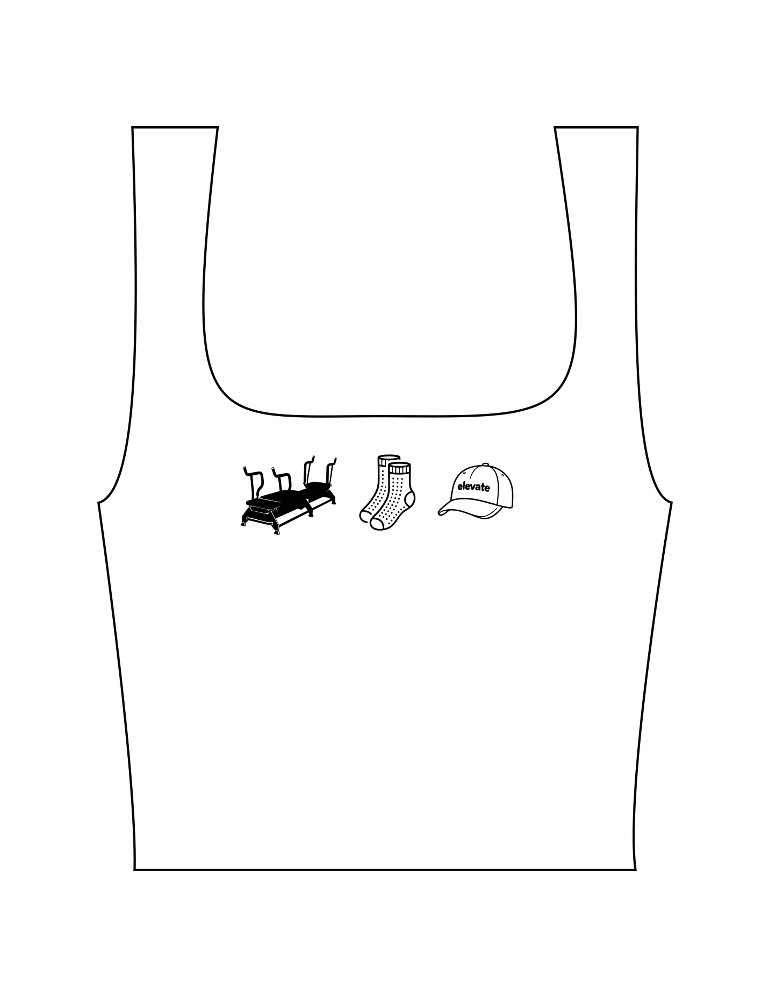 The Square Neck Tank - White - Elevate Training - Center Chest Images - Printed - Black