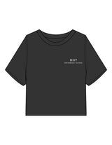 The Heavyweight Crop Tee - Washed Black - HIIT Performance - Left Chest Stacked & Back Image - Printed - White