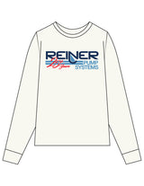 The Womens Long Sleeve - White - Reiner Pump Systems - Center Chest Stacked - Printed - Full Color