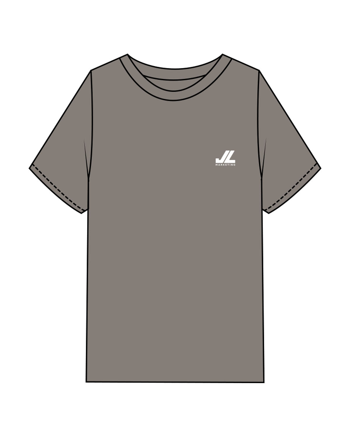 The Mens Heavyweight Tee - Washed Gray - JL Marketing - Left Chest & Back Image - Printed - White