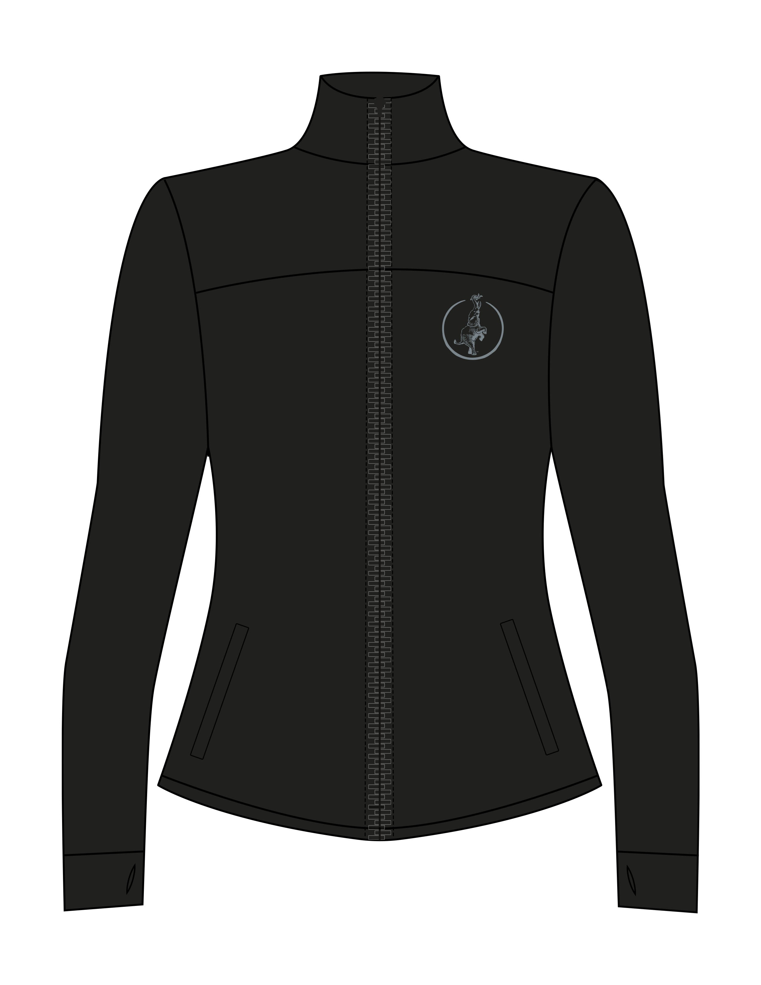 The Womens Zip Jacket - Black - Reforming Foundations - Left Chest - Printed - Gray