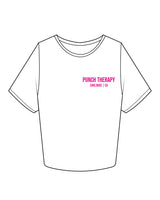 The Crop Tee - White - Punch Therapy - Left Chest - Pink