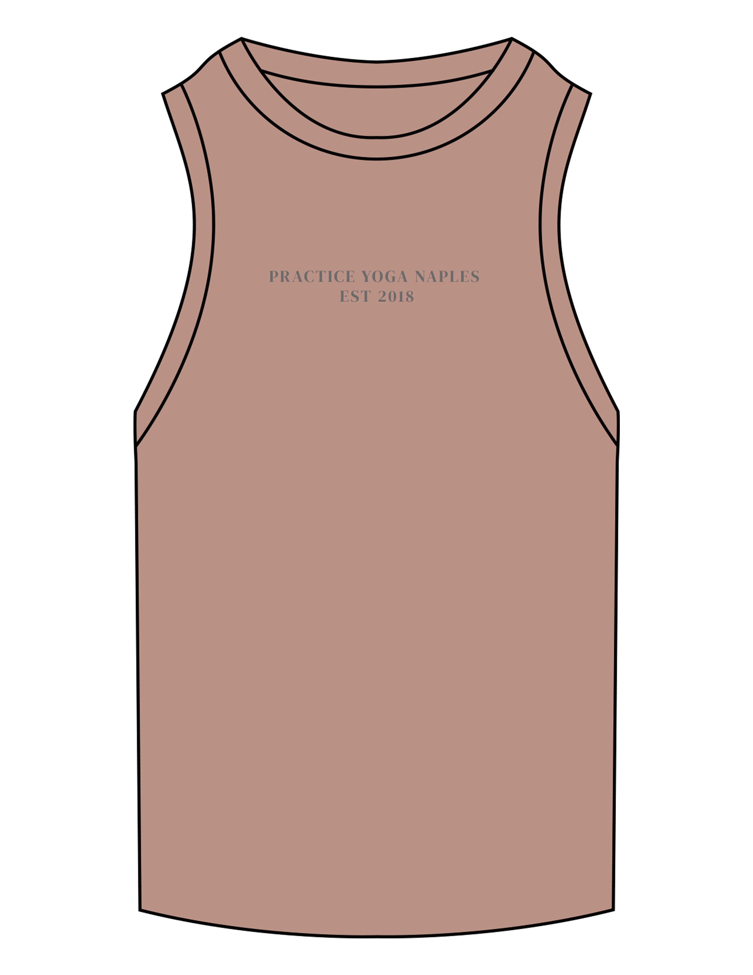 The Ribbed Full Length Tank - Clay - Practice Yoga - Center Chest Stacked - Embroidered - Charcoal