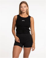 The Ribbed Crop Tank - Black - BODYROK Employee - Center Chest - Embroidered - Cream