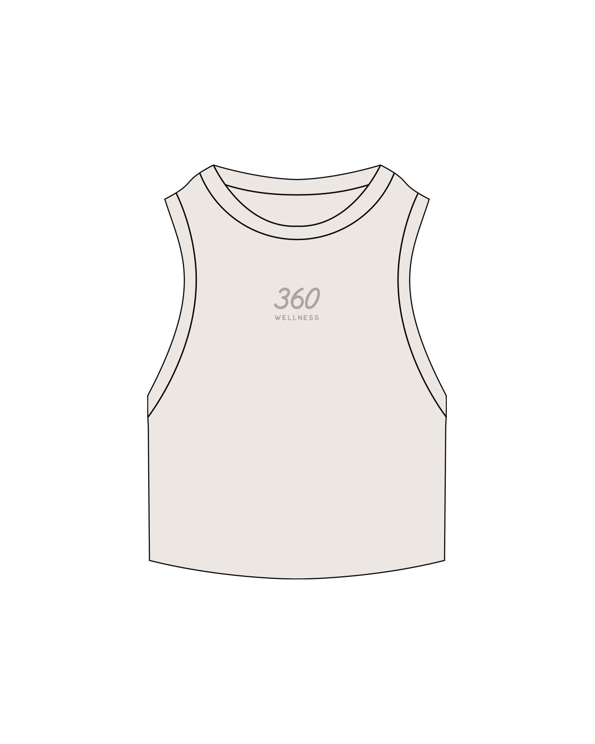 The Ribbed Crop Tank - Bone - 360 Wellness - Center Chest Stacked - Embroidered - Tone on Tone