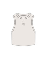 The Ribbed Crop Tank - Bone - 360 Wellness - Center Chest Stacked - Embroidered - Tone on Tone