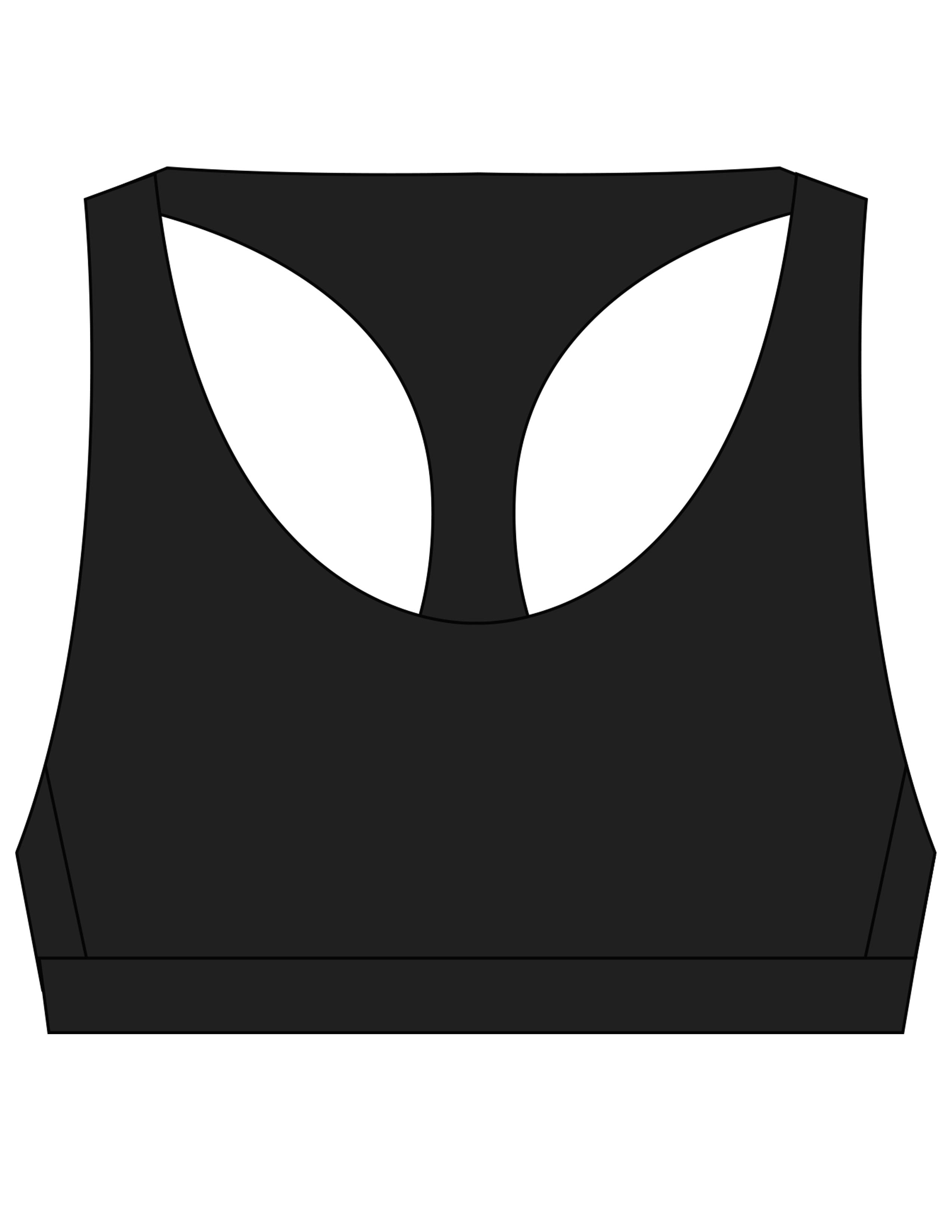 The Racer Bra - Black - Higher Ground - Center Back Pyramid - White