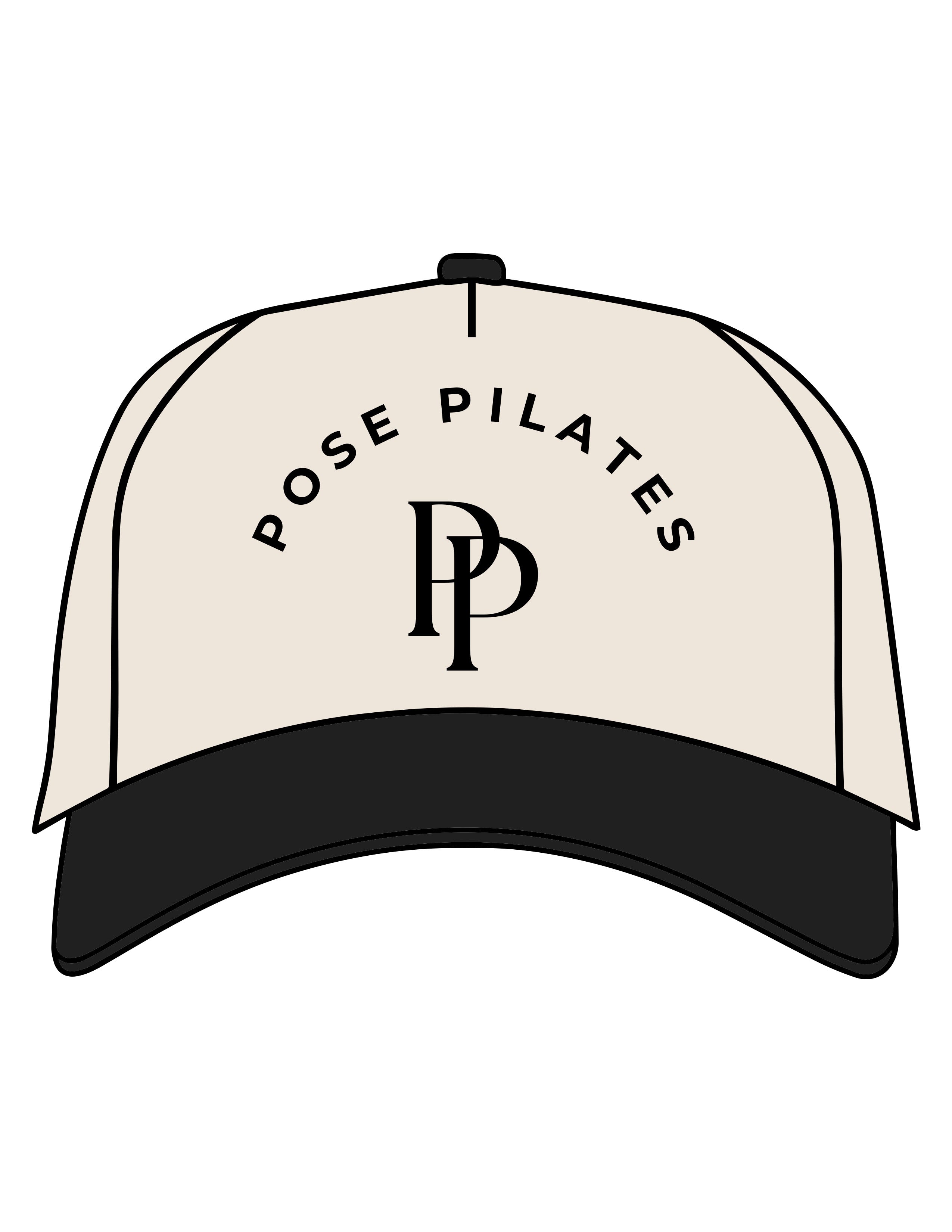 The Canvas Cap - Natural / Black - Pose Pilates - Center Crown Stacked - Embroidered - Black