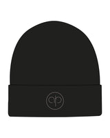 The Beanie - Black - Aligned Pilates - Center Linning Icon - Embroidered - Bone