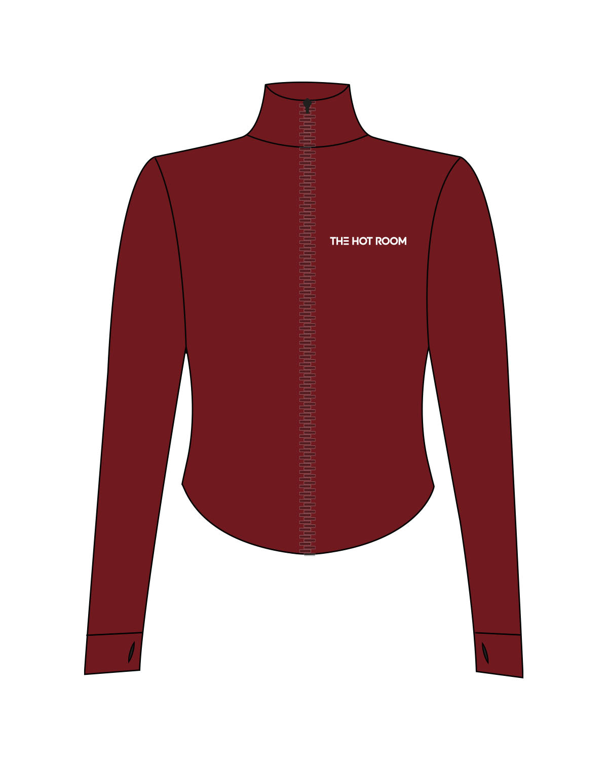 The 3/4 Crop Zip Jacket - Red  - The Hot Room - Right Chest - Printed - White