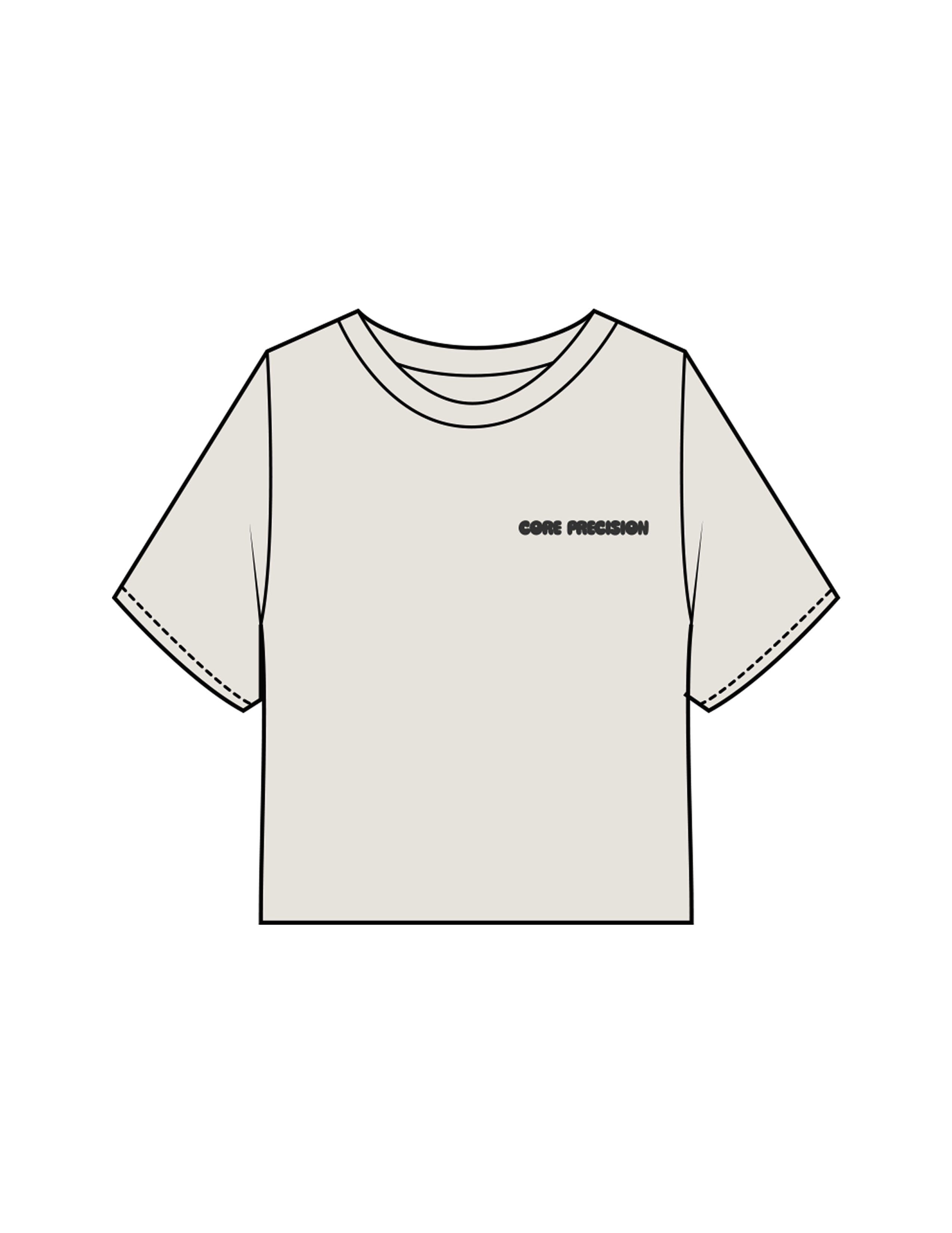The Heavyweight Crop Tee - Washed Bone - Core Precision - Left Chest & Center Back - Printed - Washed Black