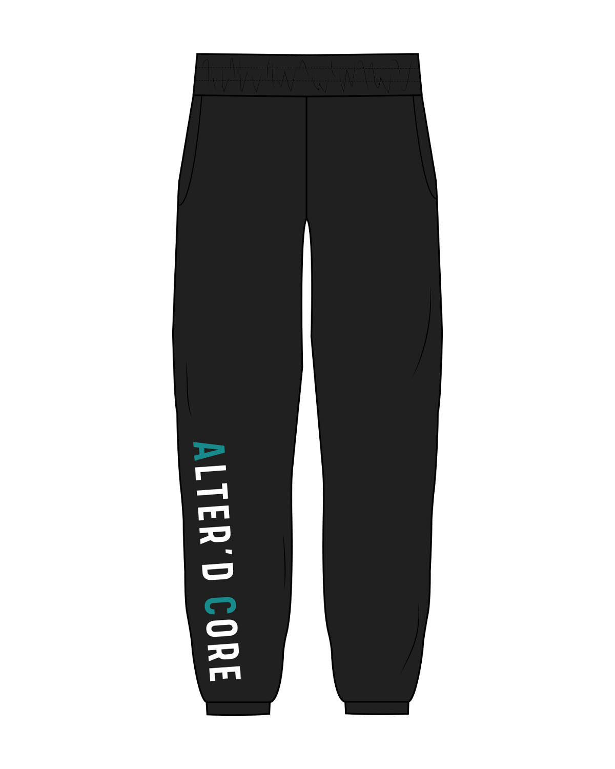 The Womens Classic Sweatpants - Black - Alter'd Core - Right Leg - Full Color