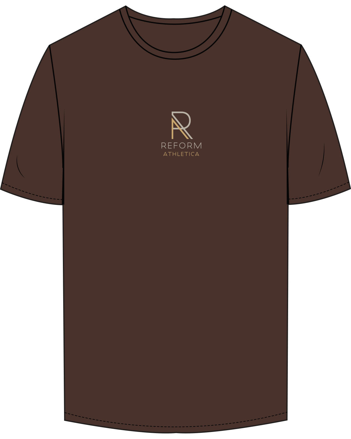 The Mens Tee - Chocolate - Reform Athletica - Center Chest Stacked - Full Color