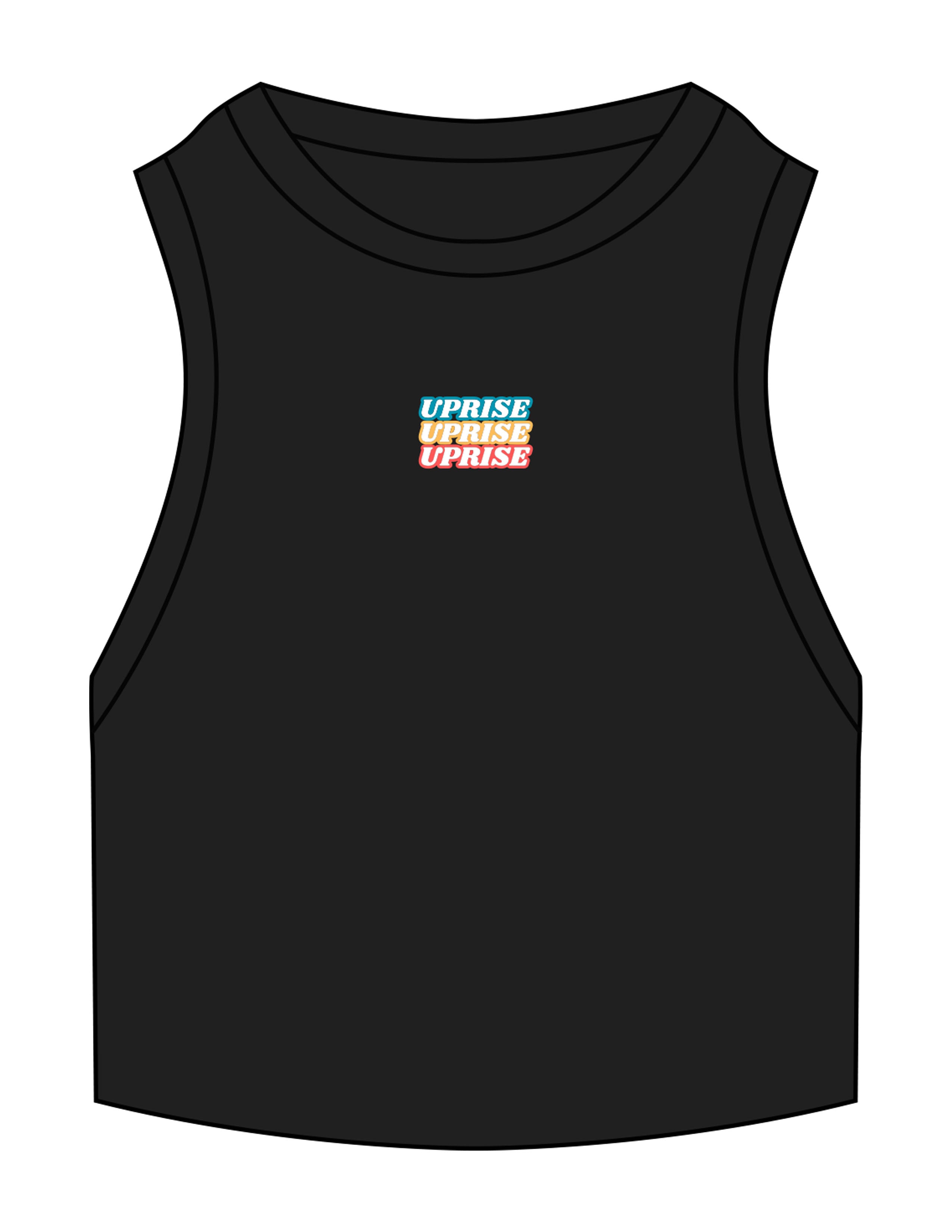 The Ribbed Crop Tank - Black - Uprise Hot Yoga - Center  Chest - Embroidered - Full Color