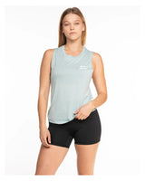 The Scoop Muscle Tank - Light Seafoam - Pilates Collective - Left Chest Stacked - Printed - White