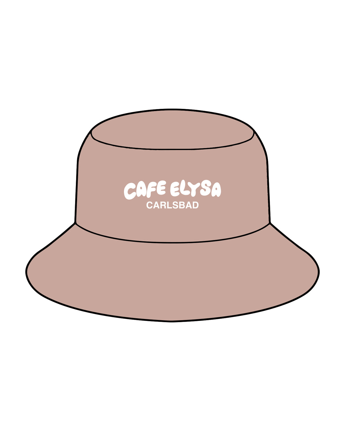 The Bucket Hat - Clay - Cafe Elysa - Center Crown - Embroidered - White