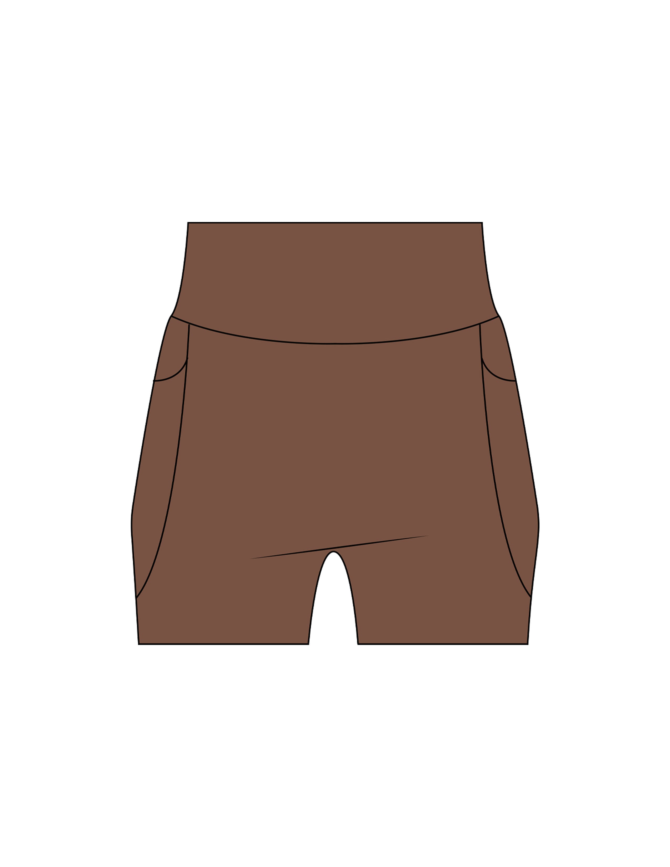 The Womens Sporty Pocket Short - Brown - Bodicore - Back Waistline - Printed - White