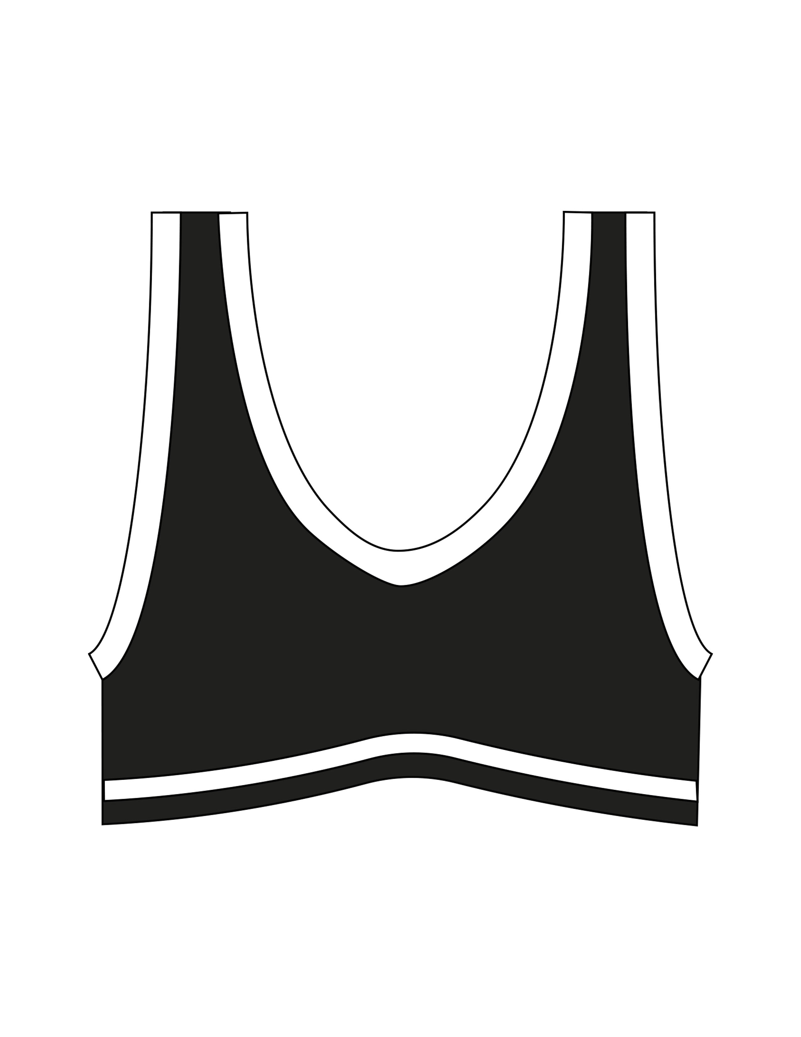 The Piped Bra - Black - Core Collective - Center Back "C|C" - Printed - White