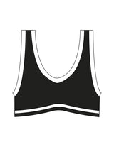 The Piped Bra - Black - Core Collective - Center Back "C|C" - Printed - White