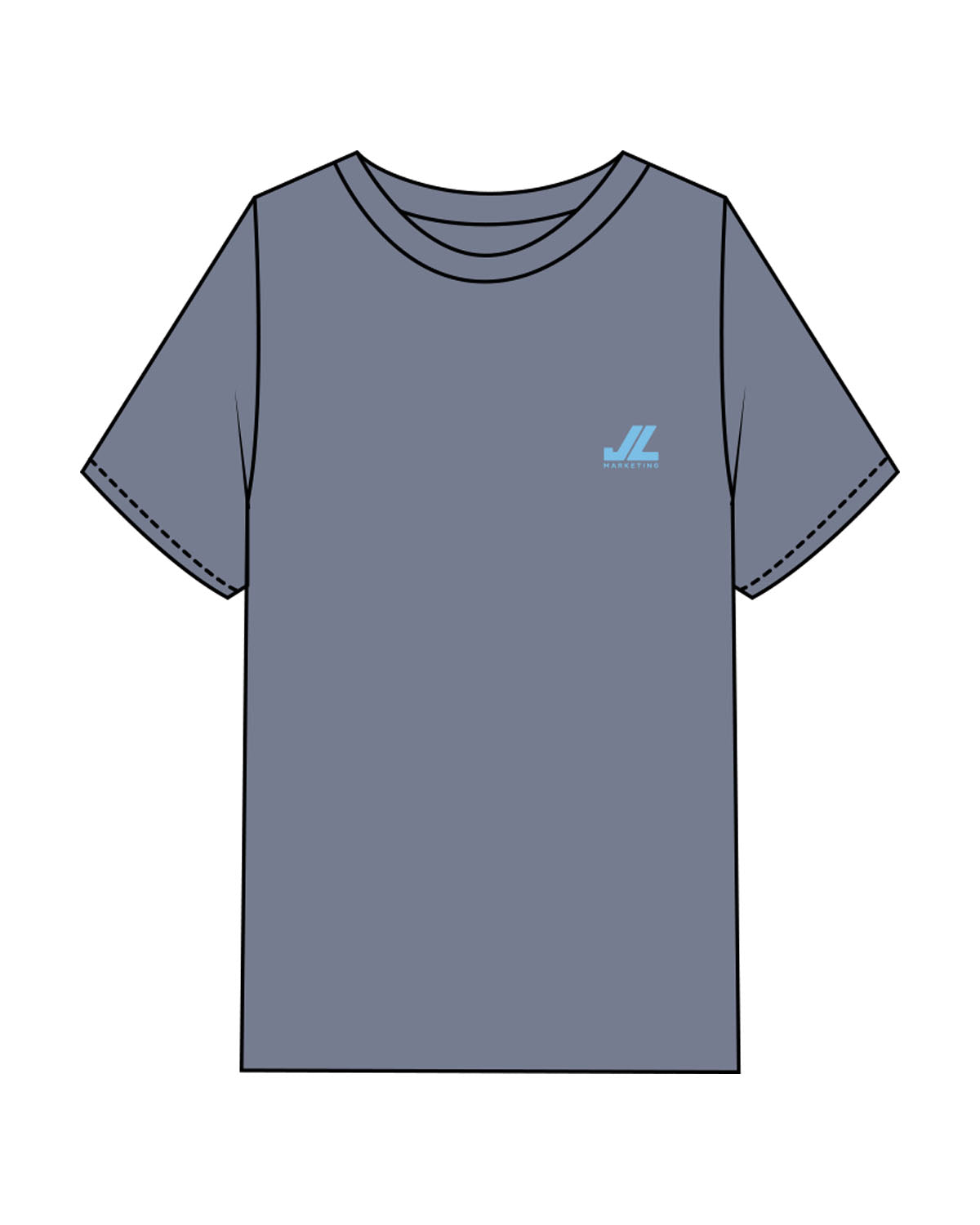 The Mens Heavyweight Tee - Washed Indigo - JL Marketing - Left Chest & Back Image - Printed - Light Blue