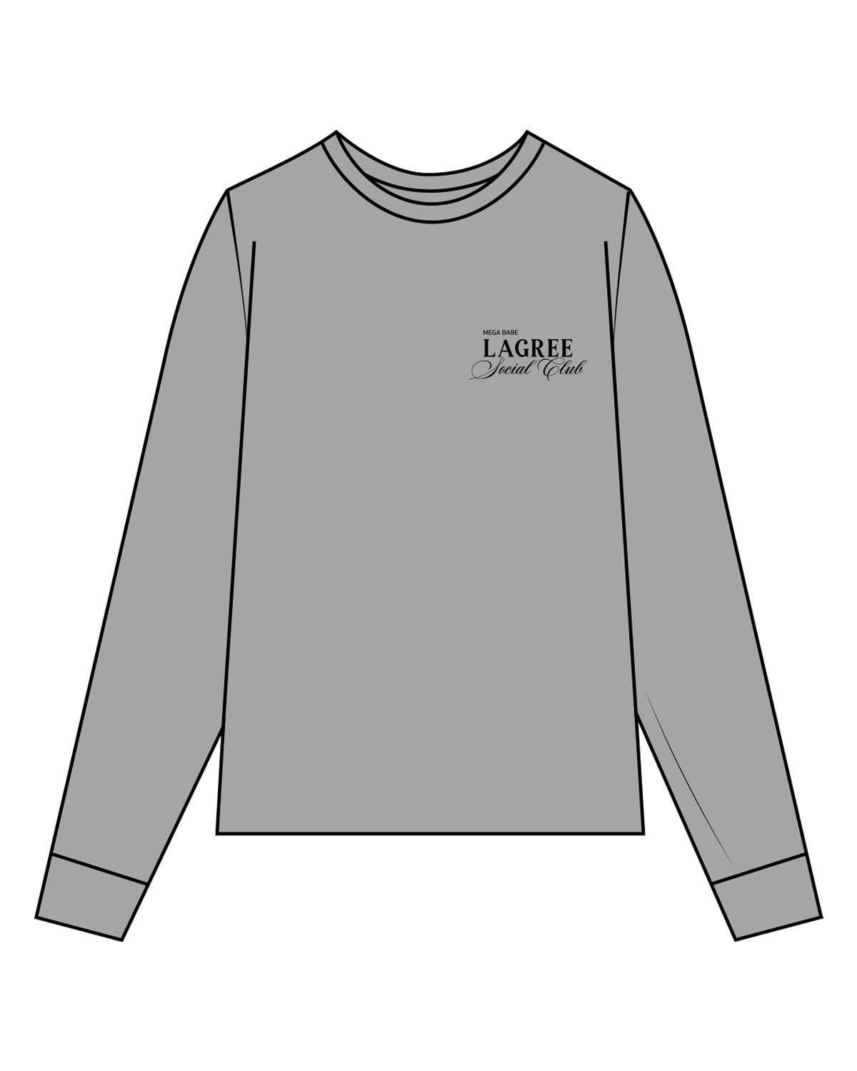 The Unisex Midweight Long Sleeve - Gray - Megafit House - Left Chest Stacked - Printed - Black