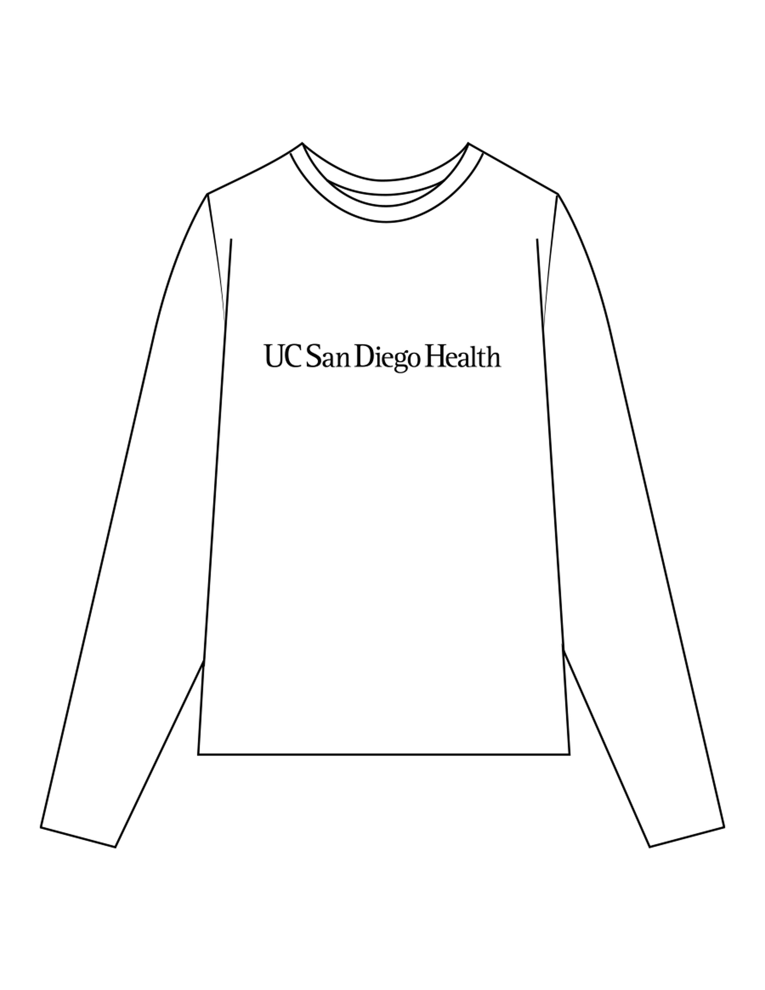 The Womens Long Sleeve - White - UCSD Health - Center Chest & Full Back "NUTRITION" - Black