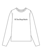 The Womens Long Sleeve - White - UCSD Health - Center Chest & Full Back "NUTRITION" - Black