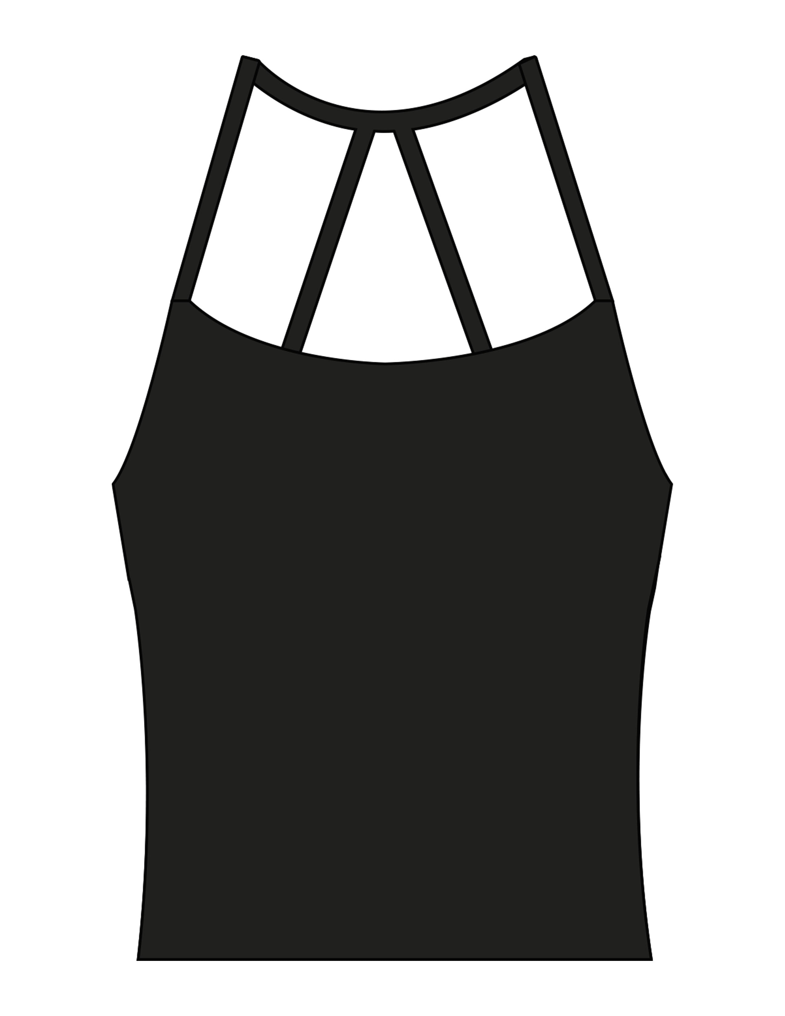 The Womens Sporty Tank - Black - Rush Cycle Studio - Back Stacked - Printed - Full Color