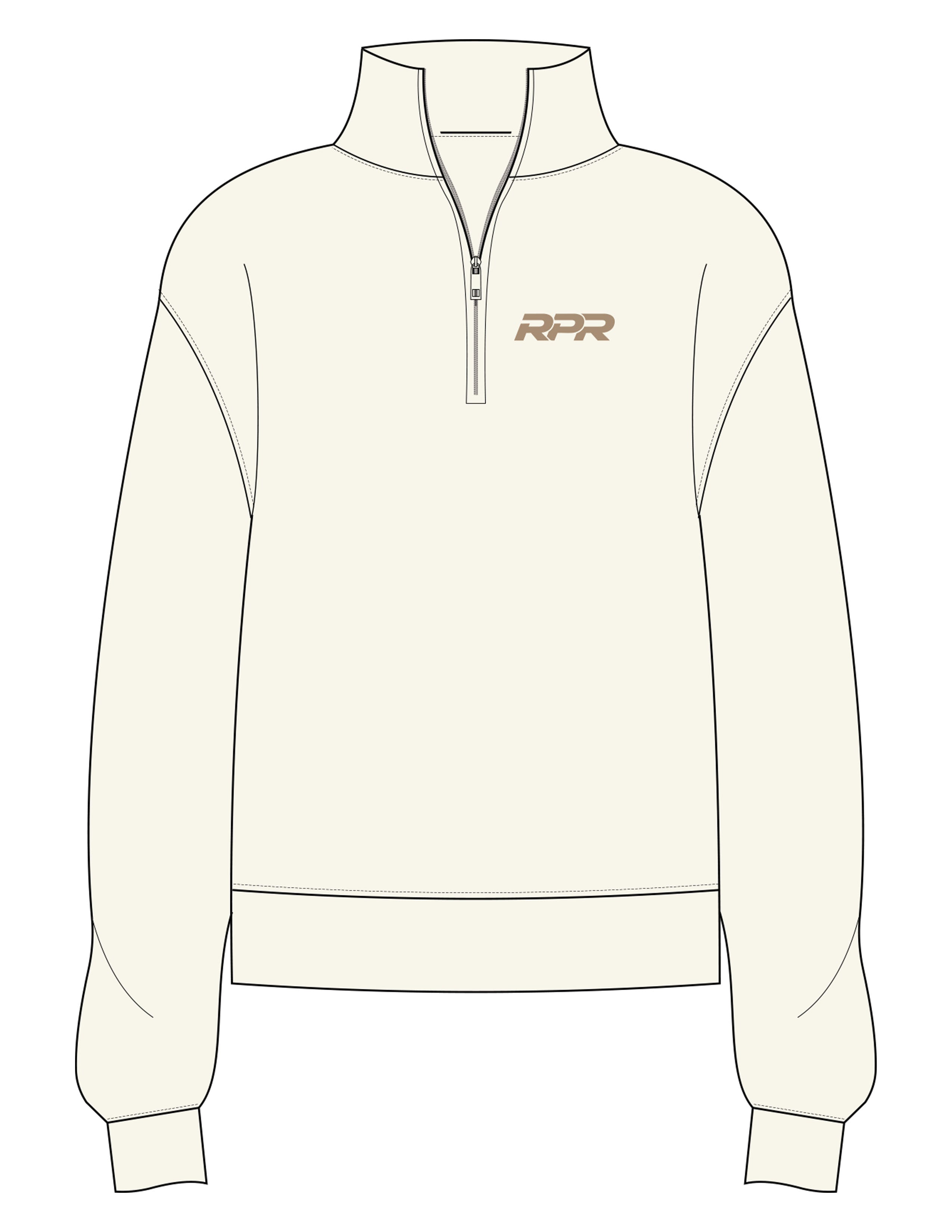 The Womens 1/4 Zip - Off White - Reiner Pump Systems - Left Chest & Back Stacked - Printed - Sand