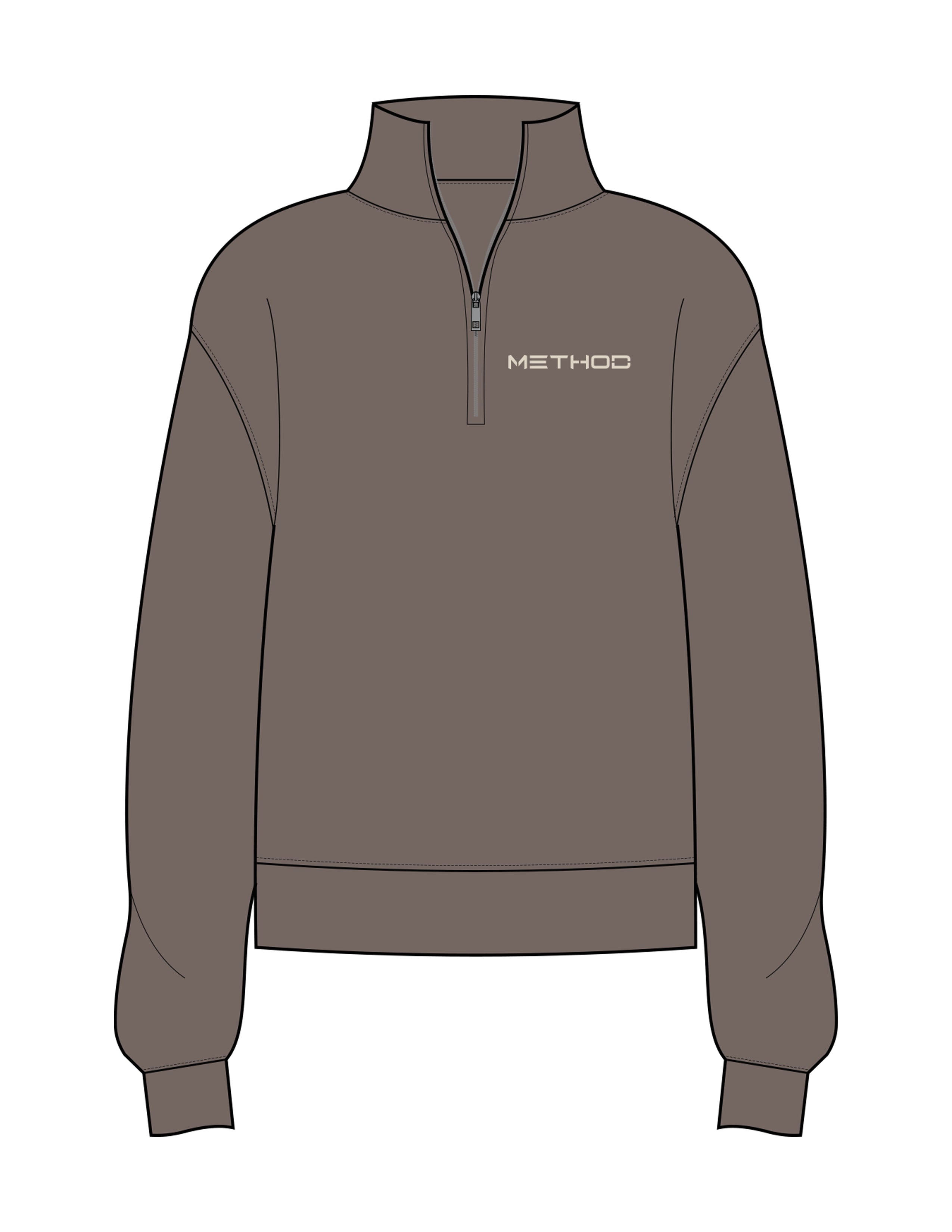 The Womens 1/4 Zip - Washed Gray - TML - Left Chest - Printed - Off White