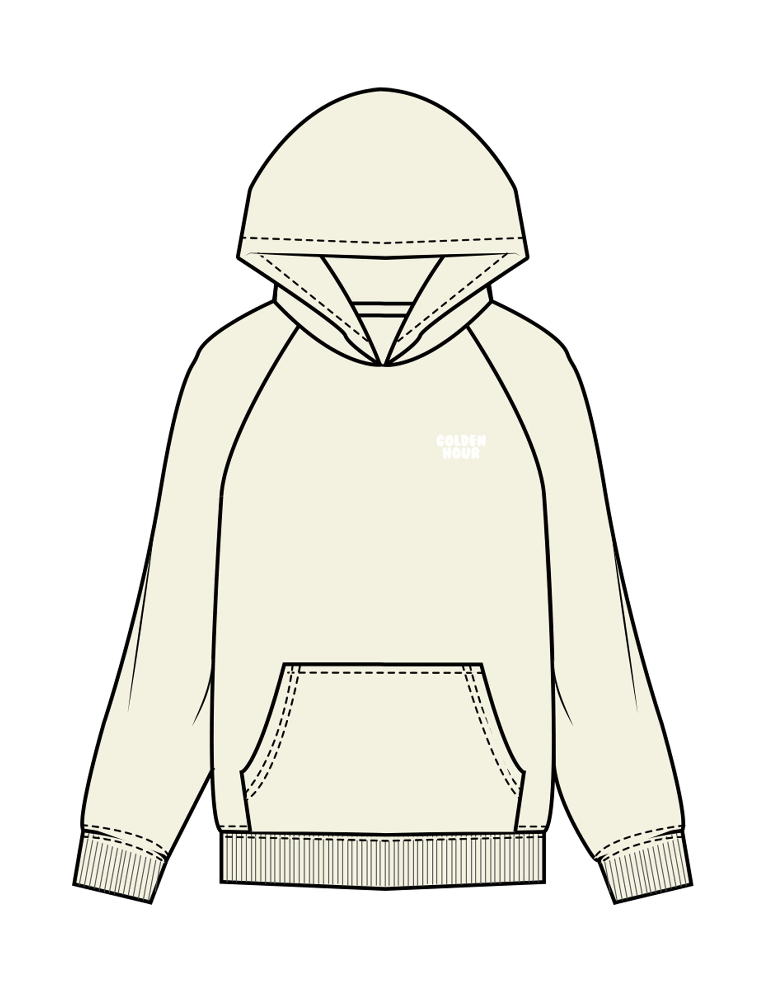 The Womens Hoodie - Butter - Golden Hour - Left Chest Stacked & Back Stacked - Printed - White
